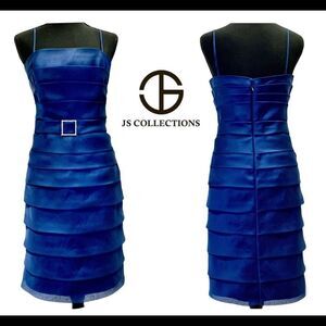JS Collections Blue tiered spaghetti strap formal evening cocktail dress size 12